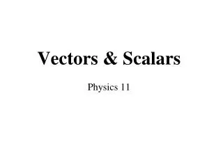 Vectors &amp; Scalars Physics 11