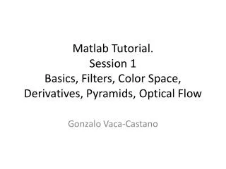 Matlab Tutorial. Session 1 Basics, Filters, Color Space, Derivatives, Pyramids, Optical Flow