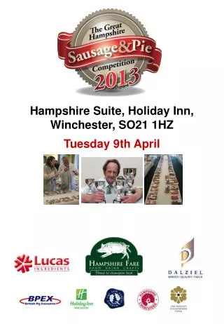 Hampshire Suite, Holiday Inn, Winchester, SO21 1HZ Tuesday 9th April
