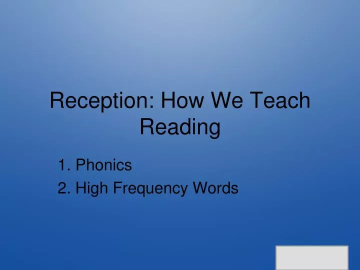 reception how we teach reading