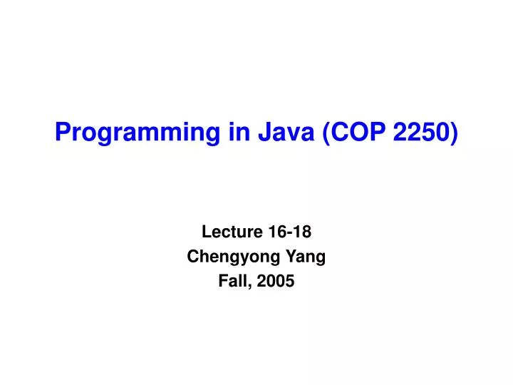 programming in java cop 2250