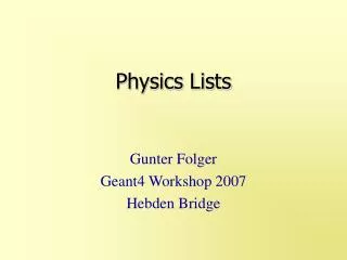 Physics Lists