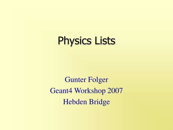 physics lists
