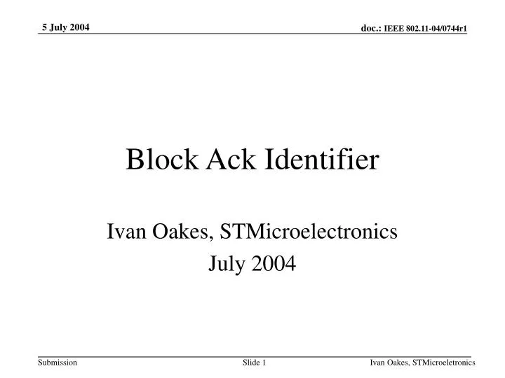block ack identifier