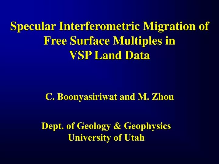 specular interferometric migration of free surface multiples in vsp land data