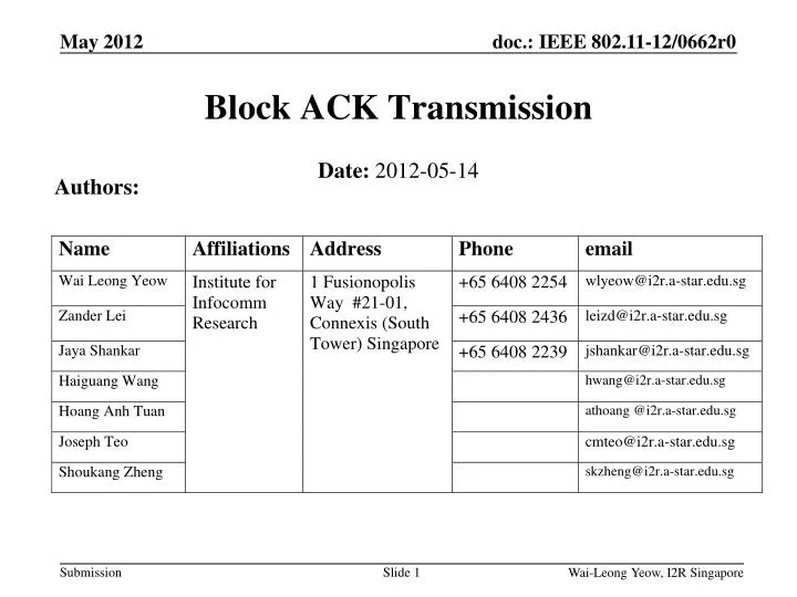 block ack transmission