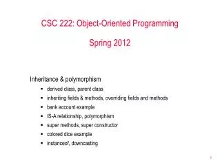 CSC 222: Object-Oriented Programming Spring 2012