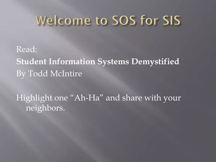 welcome to sos for sis