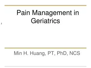 Pain Management in Geriatrics