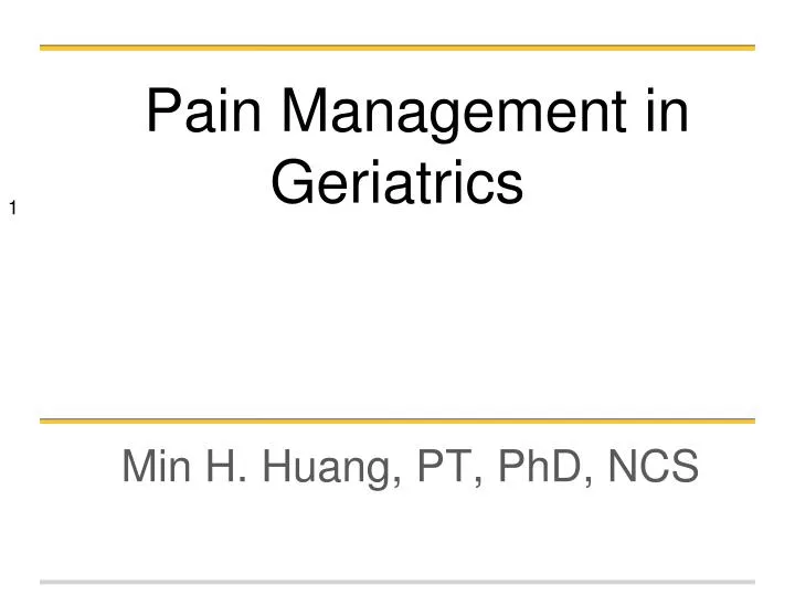 pain management in geriatrics