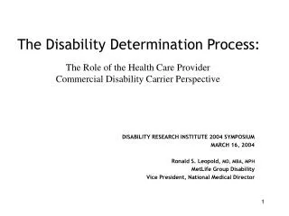 The Disability Determination Process: