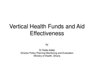 Vertical Health Funds and Aid Effectiveness