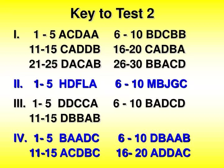 key to test 2