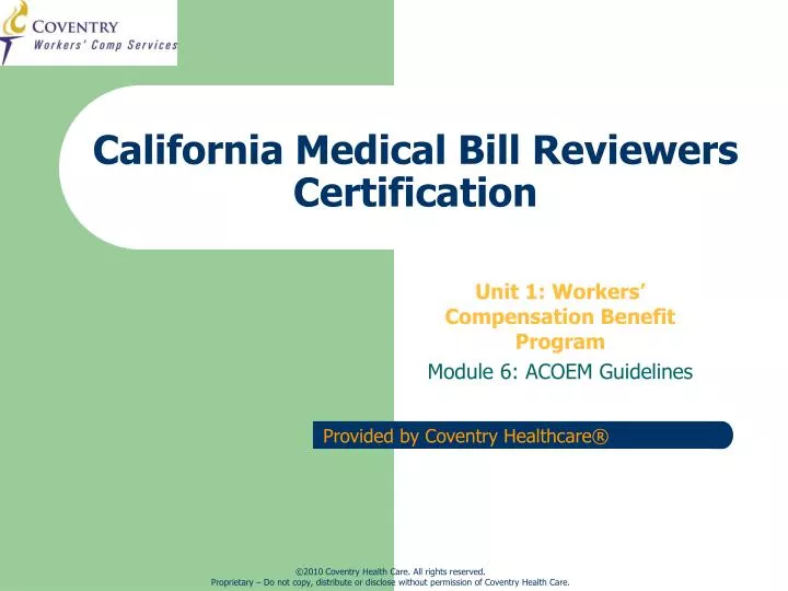 california medical bill reviewers certification