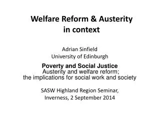 Welfare Reform &amp; Austerity in context