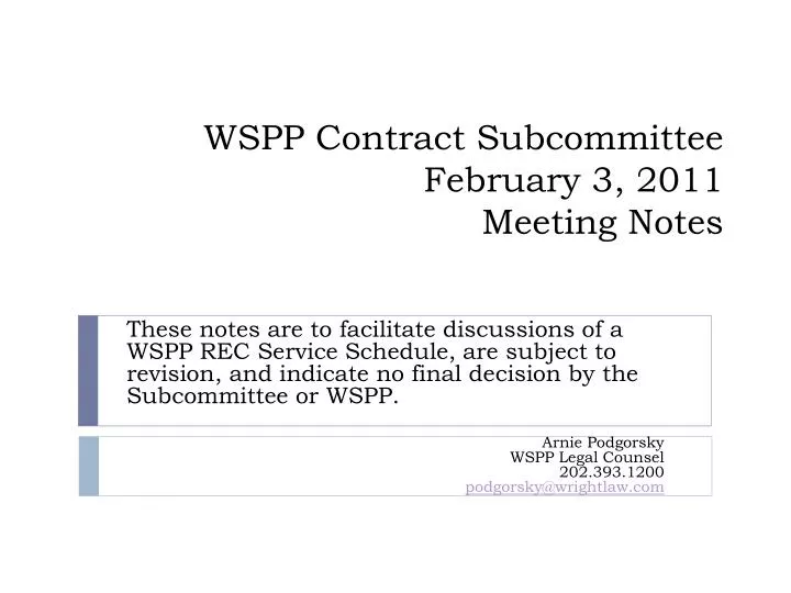 wspp contract subcommittee february 3 2011 meeting notes