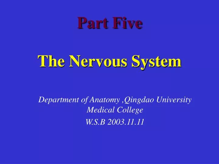 part five the nervous system