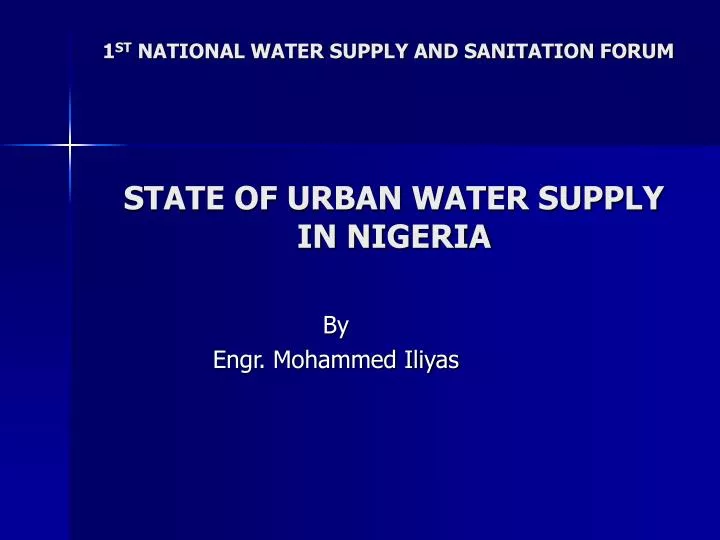 state of urban water supply in nigeria