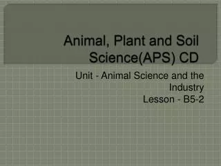 Animal, Plant and Soil Science(APS) CD
