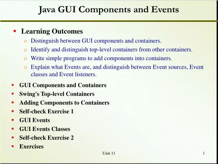 java gui components and events