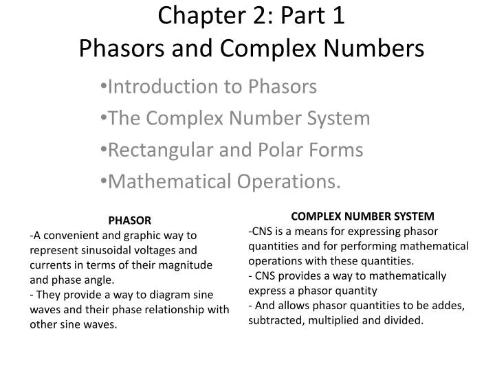 chapter 2 part 1 phasors and complex numbers
