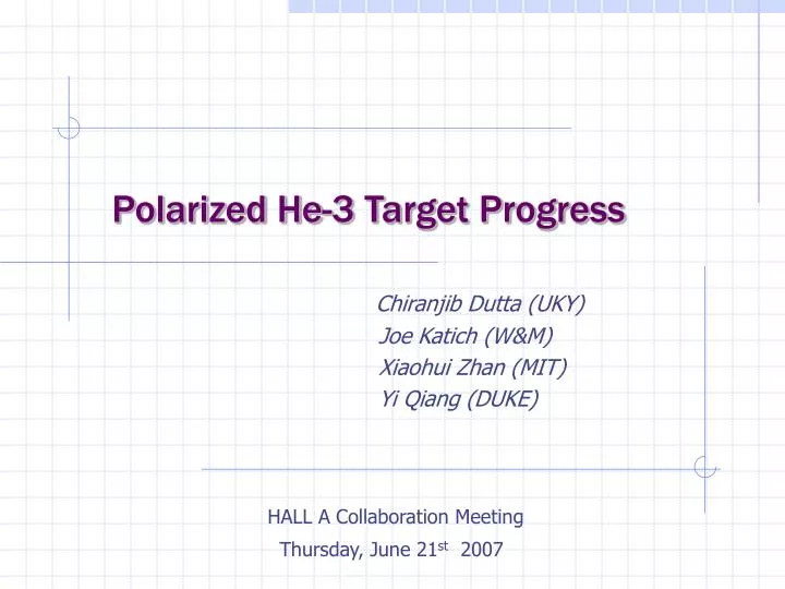 polarized he 3 target progress