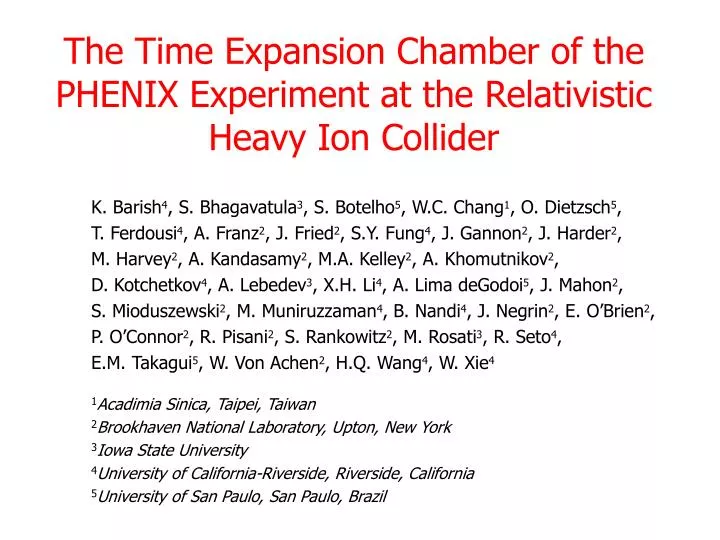 the time expansion chamber of the phenix experiment at the relativistic heavy ion collider