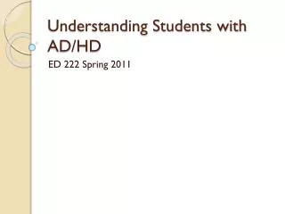 Understanding Students with AD/HD