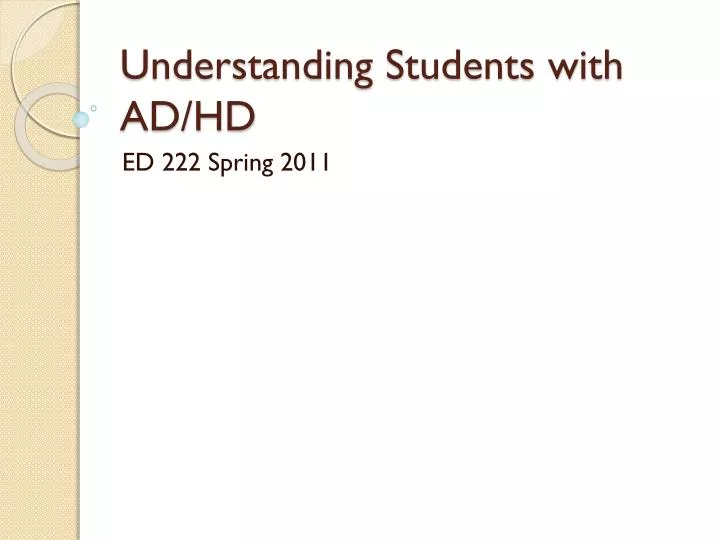 understanding students with ad hd