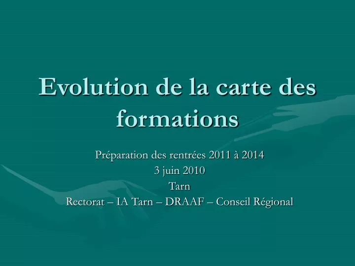 evolution de la carte des formations