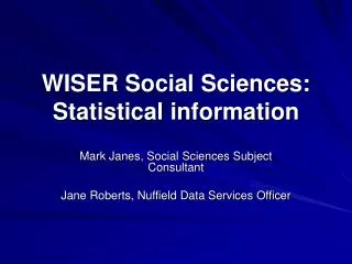 WISER Social Sciences: Statistical information