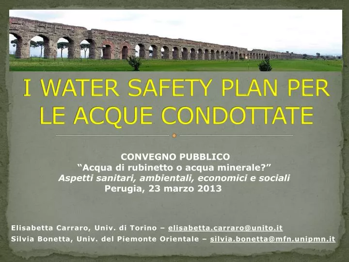 i water safety plan per le acque condottate