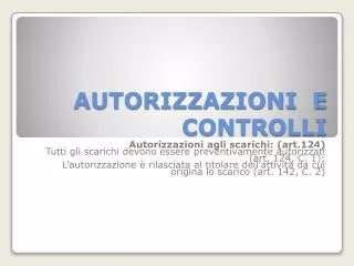 autorizzazioni e controlli