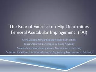 The Role of Exercise on Hip Deformities: Femoral Acetabular Impingement (FAI)