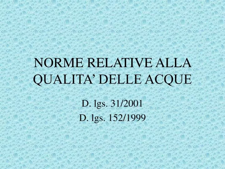 norme relative alla qualita delle acque