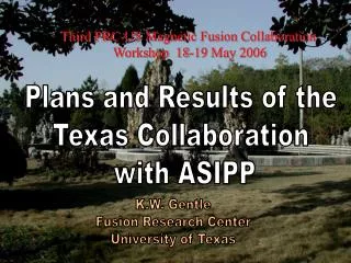 Third PRC-US Magnetic Fusion Collaboration Workshop 18-19 May 2006
