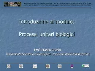 introduzione al modulo processi unitari biologici
