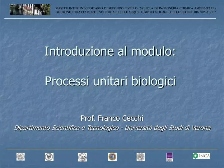 introduzione al modulo processi unitari biologici