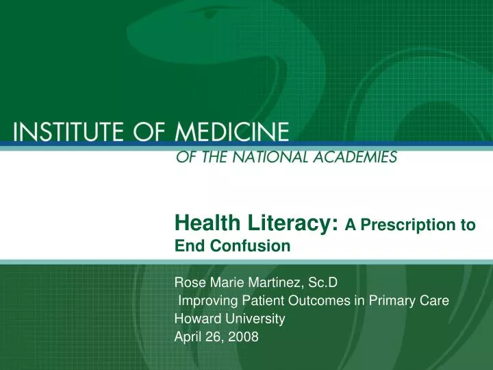health literacy a prescription to end confusion