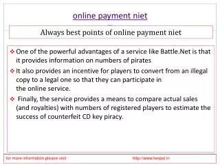 Introducing Necessary Details about online payment niet