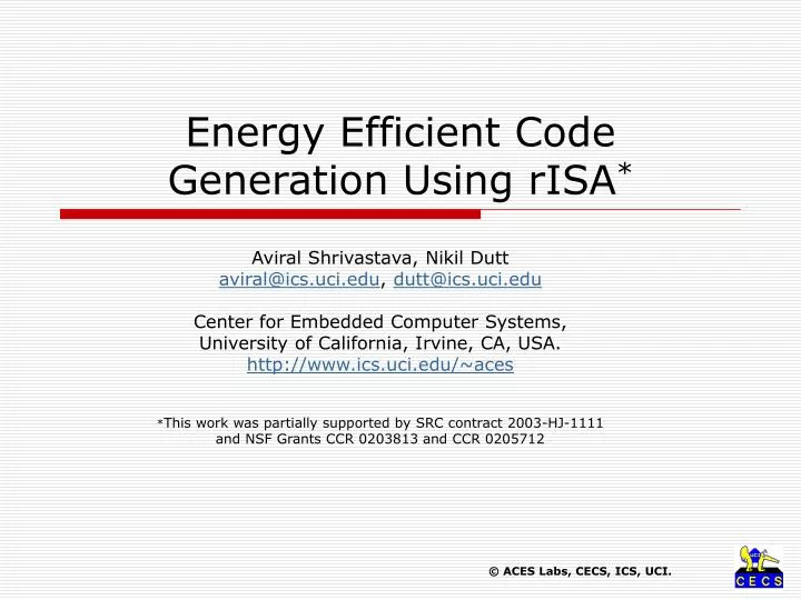 energy efficient code generation using risa