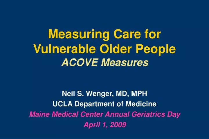 measuring care for vulnerable older people acove measures