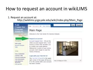 How to request an account in wikiLIMS