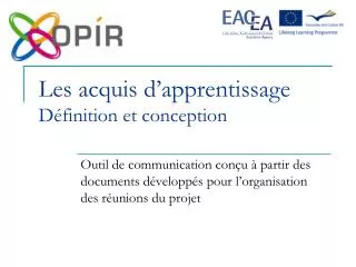 les acquis d apprentissage d finition et conception