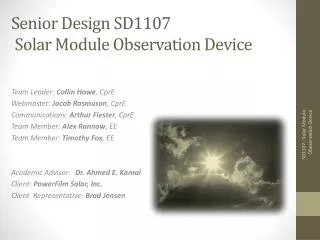 Senior Design SD1107 Solar Module Observation Device