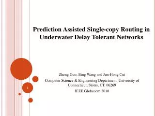 Prediction Assisted Single-copy Routing in Underwater Delay Tolerant Networks