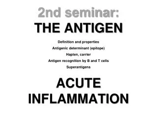 2nd seminar : THE ANTIGEN