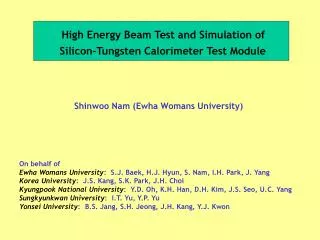 High Energy Beam Test and Simulation of Silicon-Tungsten Calorimeter Test Module