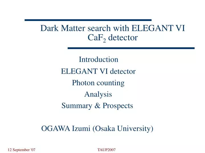 dark matter search with elegant vi caf 2 detector