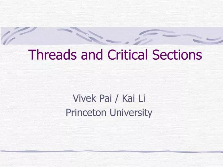 threads and critical sections